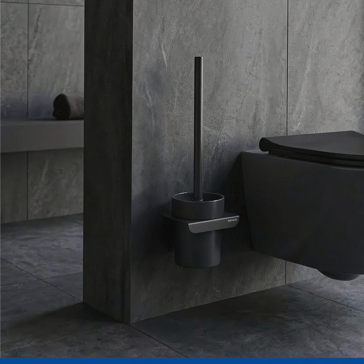 SILIKONBÜRSTE für die Toilette Lizan 10,5/10,5/35,5 cm - Schwarz, Metall (10.5/35.5/10.5cm) - Wenko