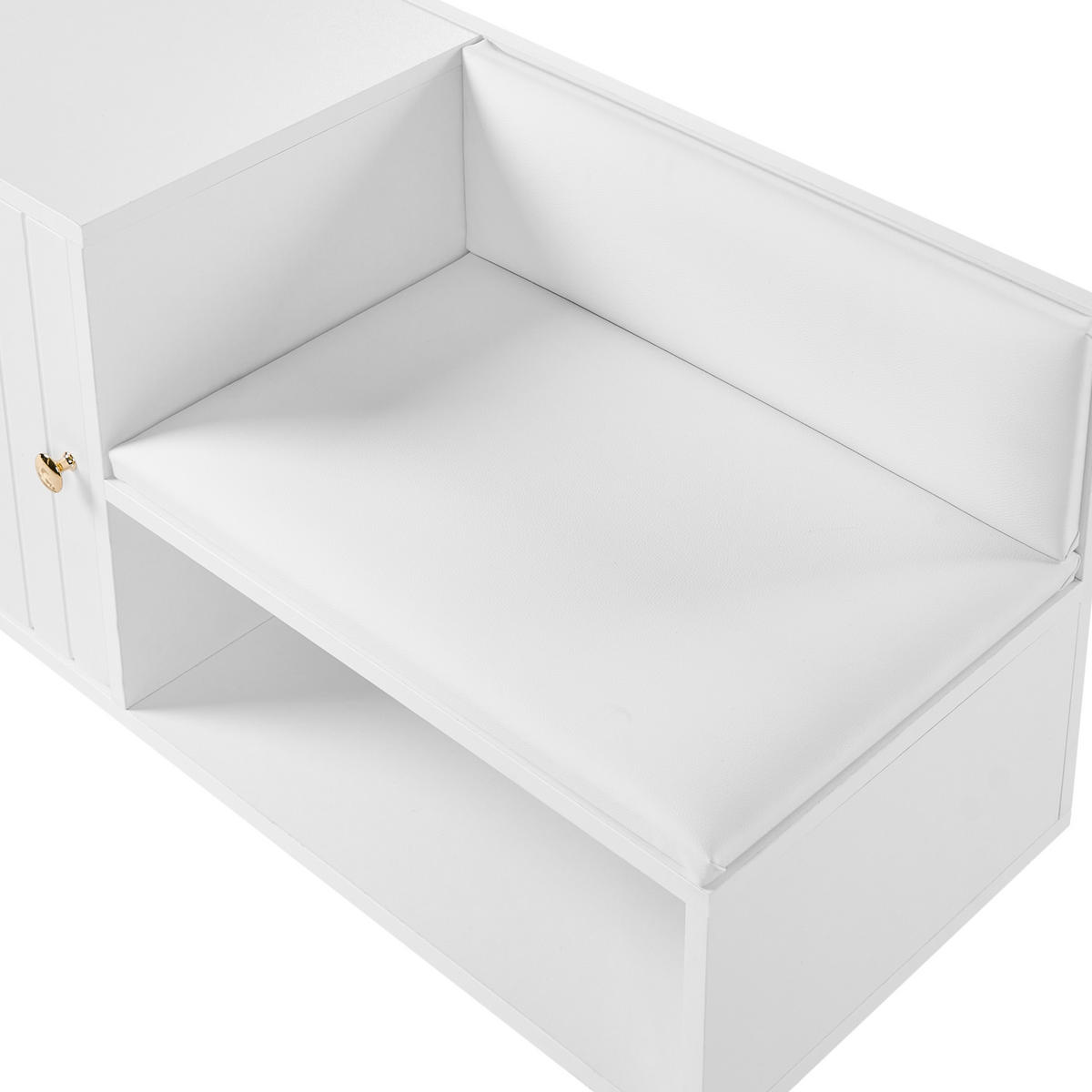 BANCĂ PENTRU PANTOFI albă Kelowna - alb/auriu, compozit lemnos (100/50/35cm) - Beliani