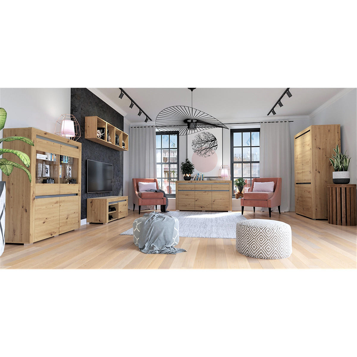 BÜCHERREGAL Kasla Holz und Anthrazitgrau - Grau, Holzwerkstoff (60/195/39cm) - Petits-meubles