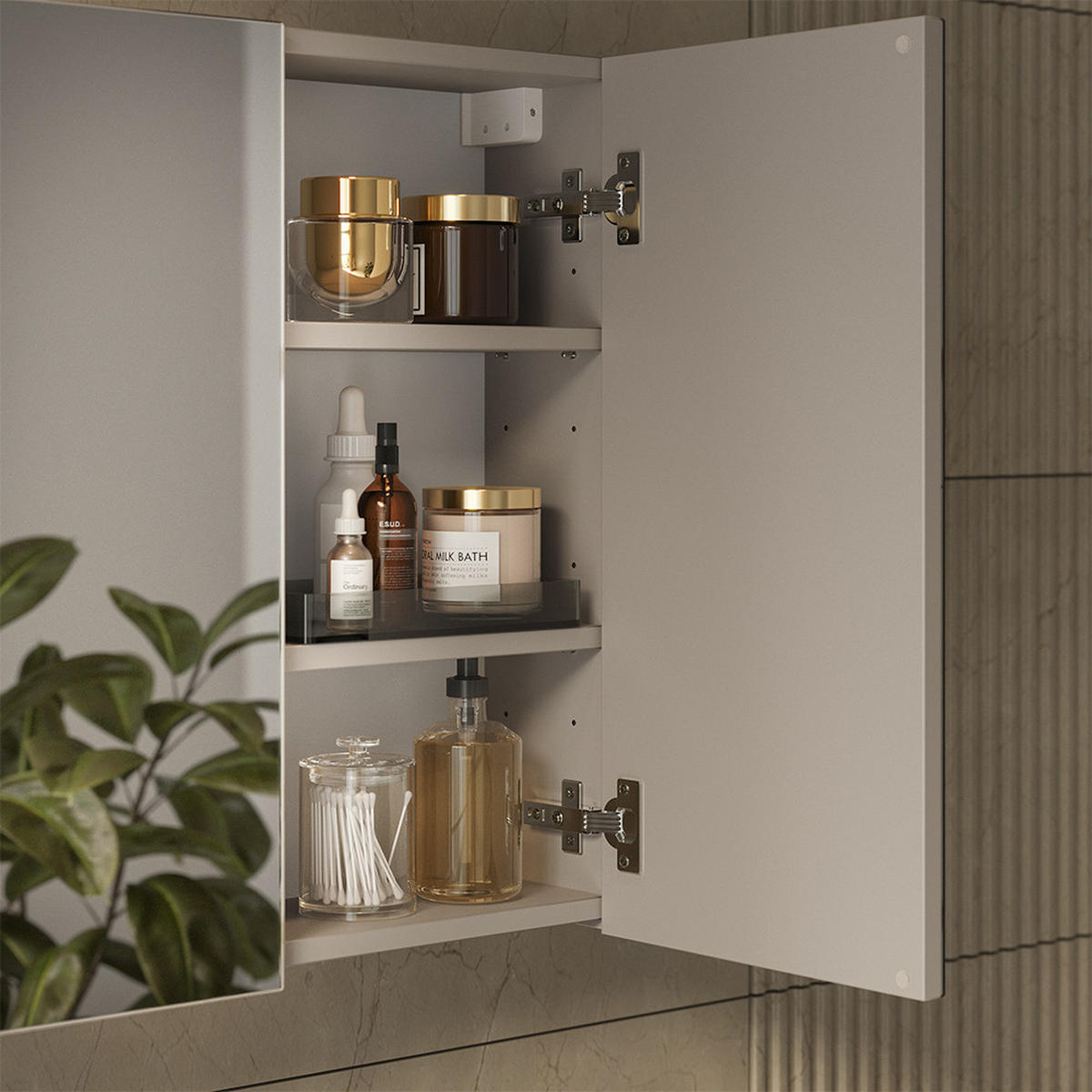 BADSPIEGELSCHRANK Lavia, Cashmere, 90 x 60.2 cm - Kaschmir, Holzwerkstoff (90/60.2/17cm) - Vicco