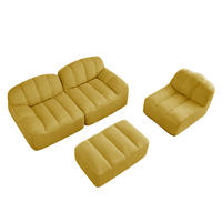 SOFA 288/165/79 cm in Gelb aus Granuliertem Fleece mit Ottoman - Gelb, Textil (165/79/288cm) - Flora Grace
