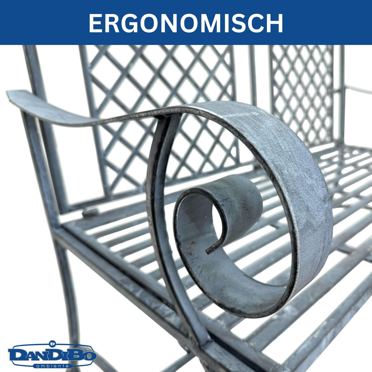 GARTENBANK 2-Sitzer Metall Grau 118,5/60/98,5 cm - Grau, Metall (118.5/98.5/60cm) - DanDiBo