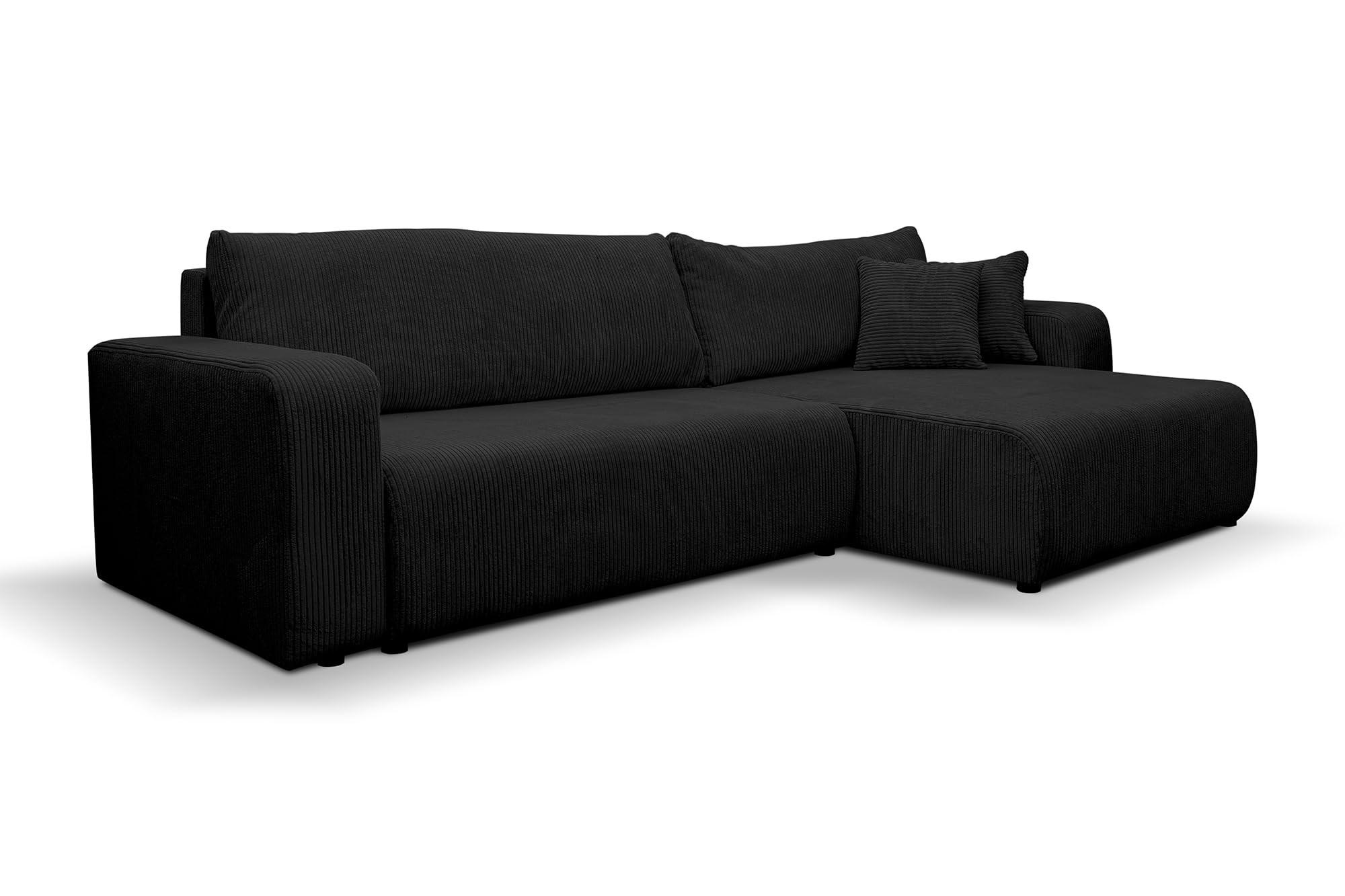 Venasi Möbel Ecksofa Schwarz 274x142 cm