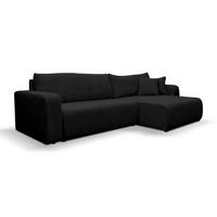 ECKSOFA Luna XL mit Schlaffunktion und Bettkasten Cord-Stoff (Schwarz) - Schwarz, Textil (274/142cm) - VENASI MÖBEL