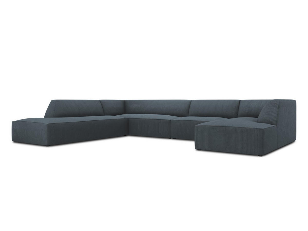 PANORAMASOFA links Ruby aus Cord blau 7 Sitzplätze - Blau, Textil (273/69/366cm) - Micadoni