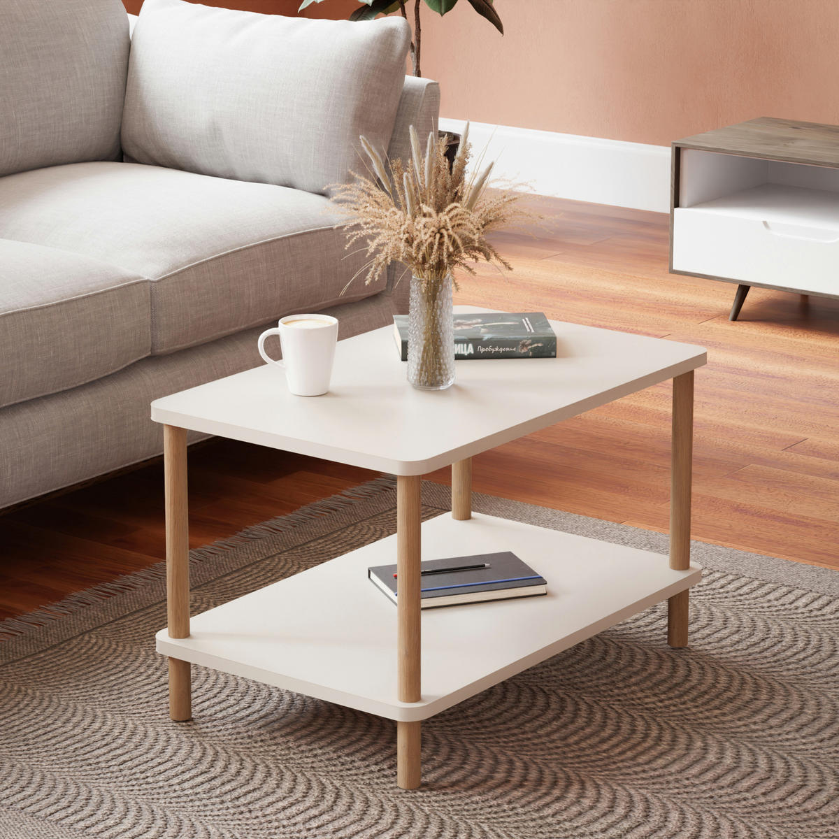 COUCHTISCH Jelling 70/44/43 - Weiß, Holzwerkstoff (44/70/43cm) - [en.casa]