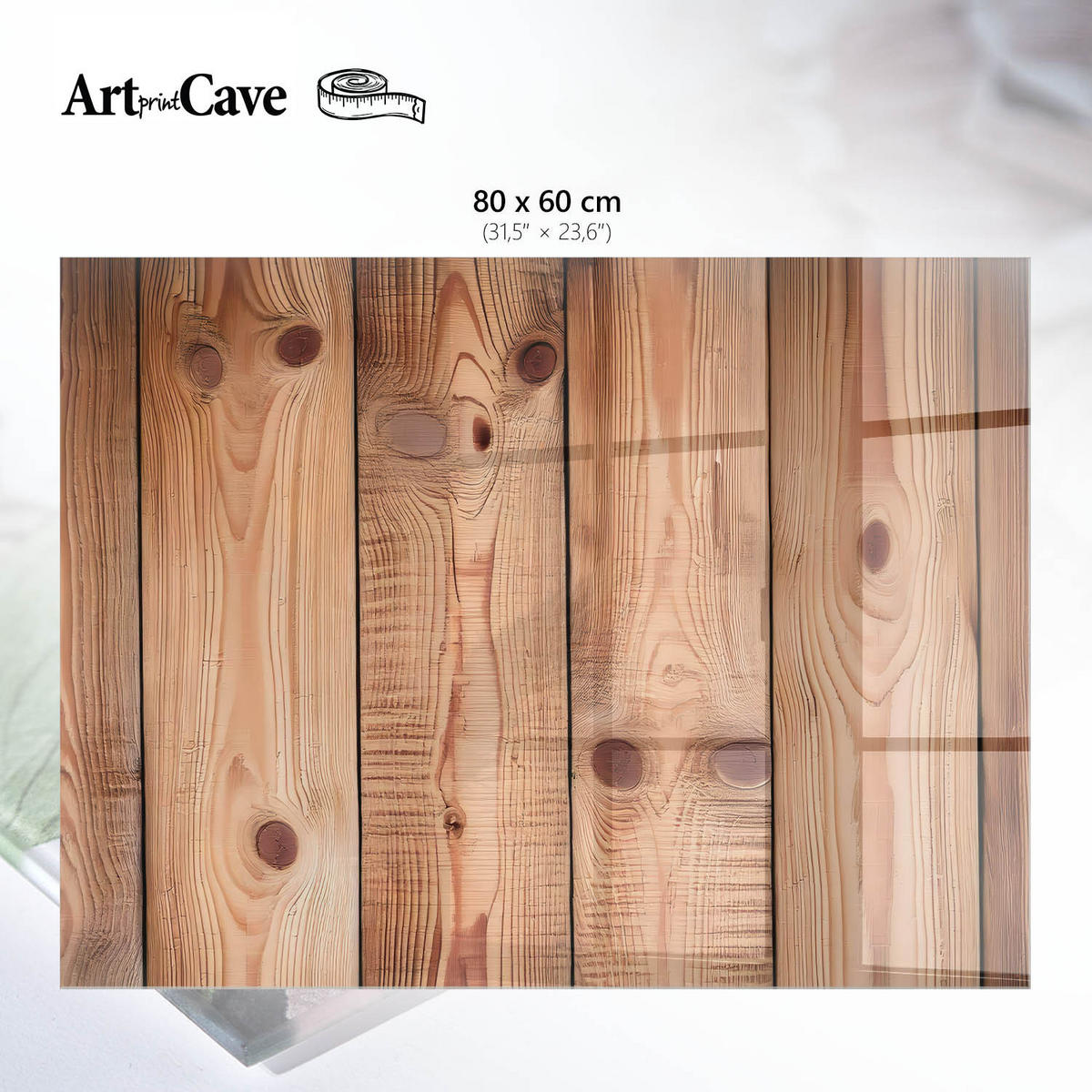 GLASPLATTE 80x60 cm – Holzmotiv - Grün, Glas (0.4/80/60cm) - ArtPrintCave