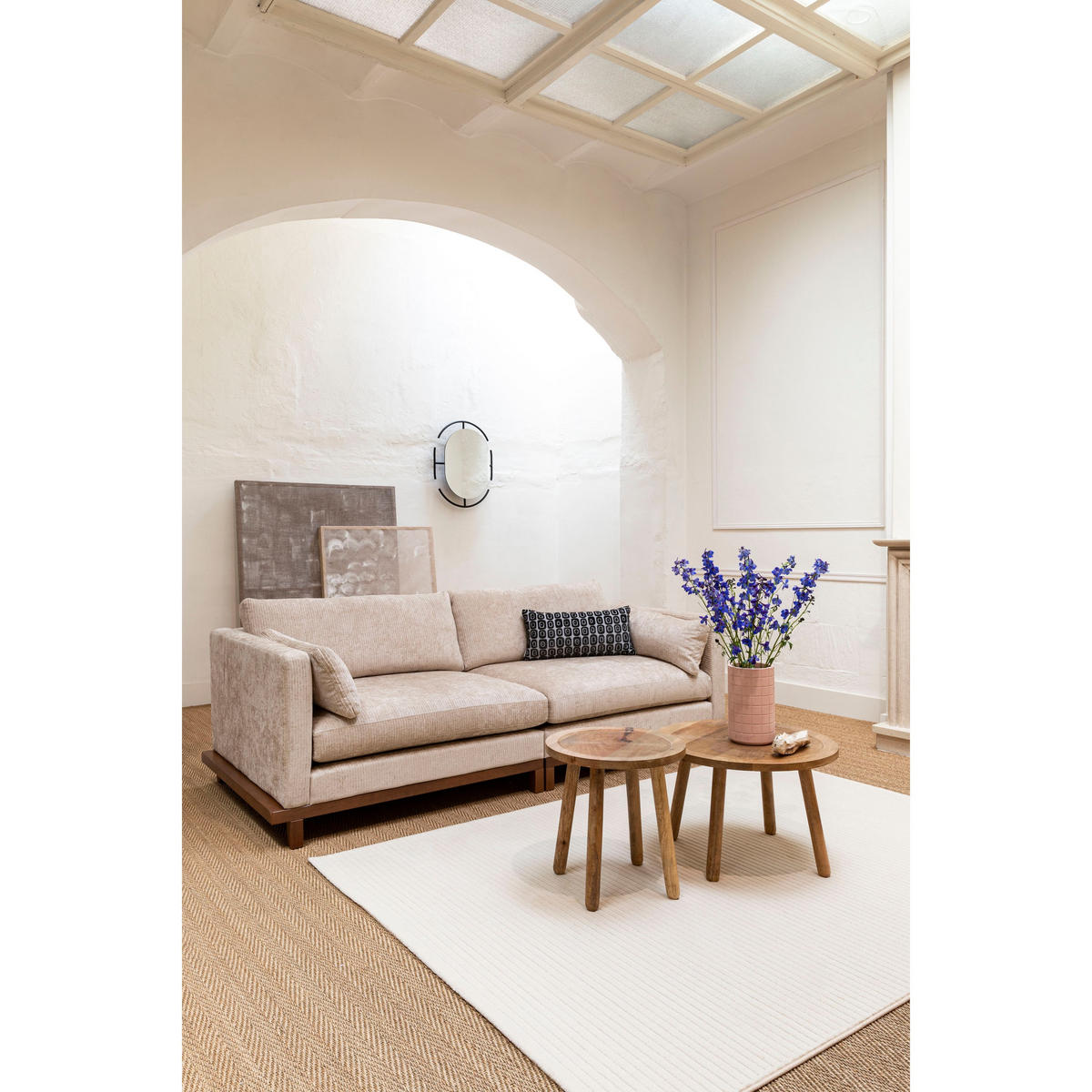 SOFA 3-SITZER Blossom Sand/ Beige - Beige/Creme, Textil (230/80/101cm) - Zuiver