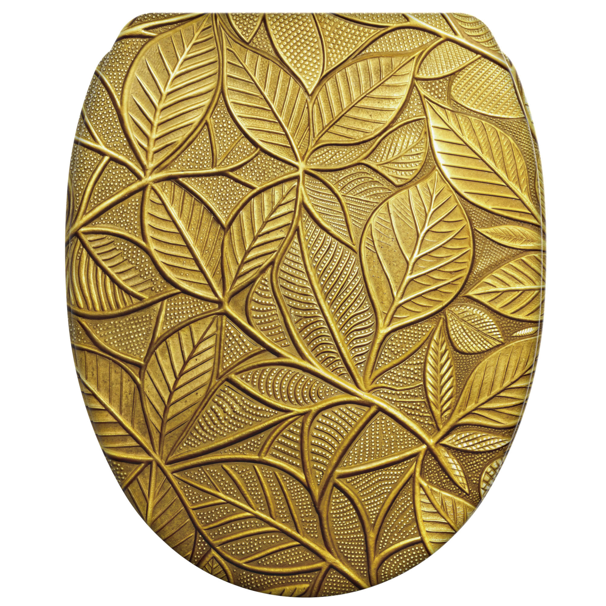WC-SITZ mit Absenkautomatik & Top Fix Bractea - Goldfarben, Holzwerkstoff (37.7/5.5/48cm) - Sanilo