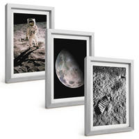 BILDER SET 3er Set - 20x30 cm Silberner Rahmen - Astronautenfoto vom Mond - Silberfarben, Kunststoff (20/30cm) - TULUP
