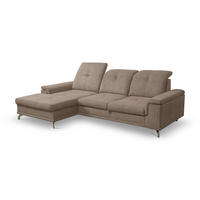 ECKSOFA PANAMA mit Schlaffunktion und Bettkasten, Farbe: Braun, Velourstoff, Ottomane Links - Braun, Textil (270/180cm) - VENASI MÖBEL