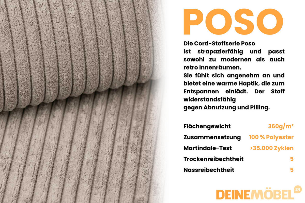 POLSTERBETT LUMA 180/200 in Cord Beige - Beige, Holzwerkstoff/Textil (180/200cm) - Deine Möbel 24