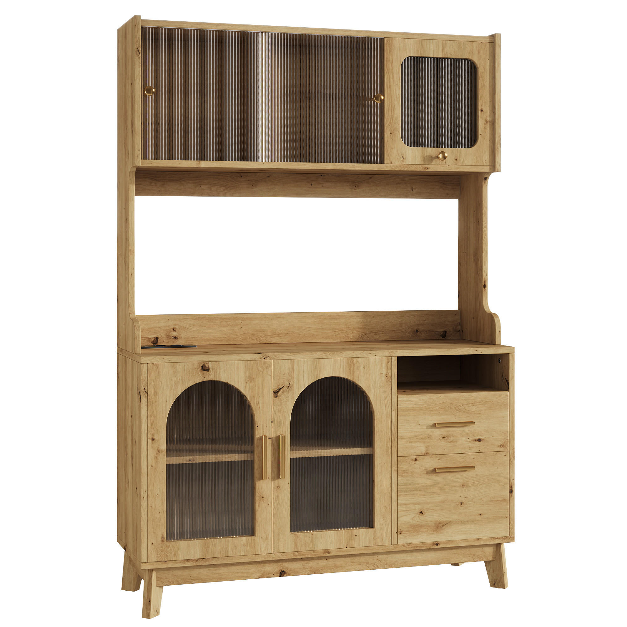BUFFETSCHRANK DE-38607 120/40/178 cm Acrylglasfront Holz - Naturfarben, Holzwerkstoff (120/178/40cm) - ComfortXL
