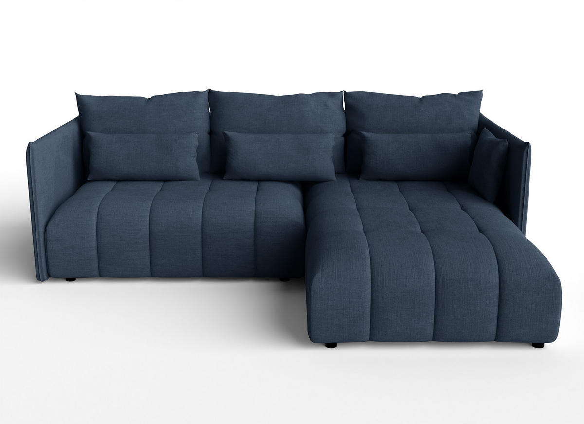ECKSOFA L Form Cosmova Blau 245/182/83 cm mit Schlaffunktion - Blau/Schwarz, Kunststoff/Textil (245/182cm) - AX Living