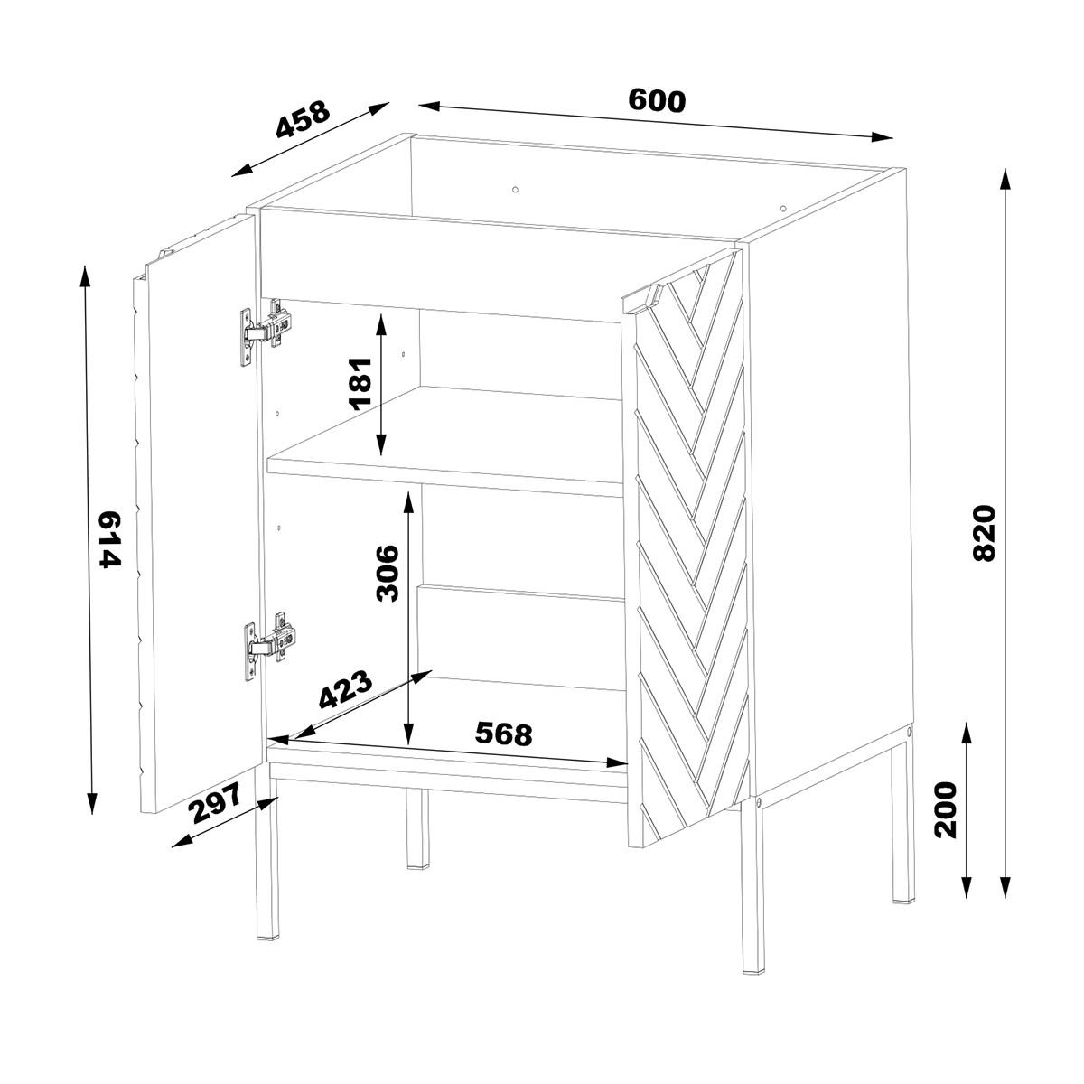 WASCHTISCH 60.6cm Daria Kaschmir - Beige, Holzwerkstoff (60.6/84.2/45.8cm) - Petits-meubles