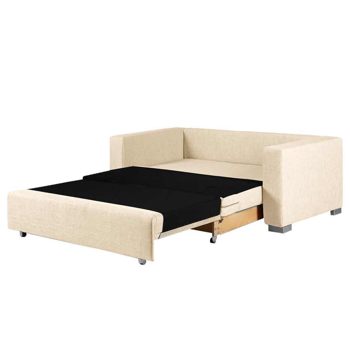 SCHLAFSOFA - Silberfarben/Creme, Textil (153/90/90cm) - home24