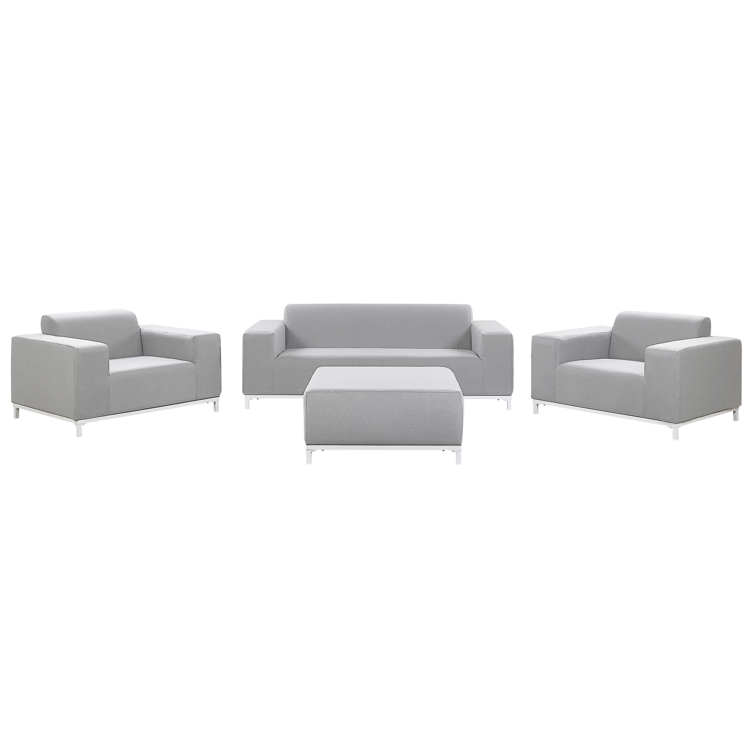 LOUNGE SET 5-Sitzer hellgrau/weißes Gestell Rovigo - Weiß/Grau, Textil - Beliani