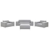 LOUNGE SET 5-Sitzer hellgrau/weißes Gestell Rovigo - Weiß/Grau, Textil - Beliani