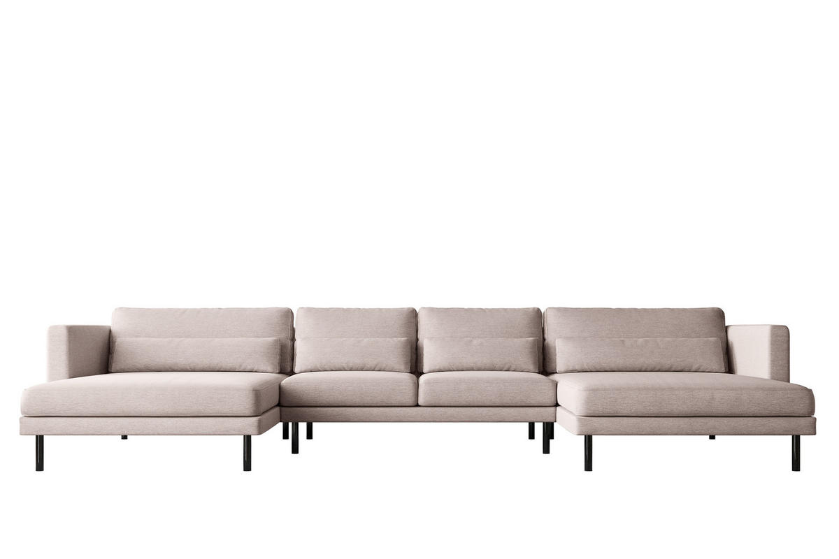 ECKSOFA DANI In U-Form Stilvolles Stoff Verita Beige - Beige, Holz/Textil (174/391cm) - Kaiser Möbel