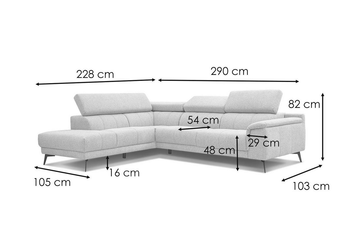 ECKSOFA FIERO 5-Sitzer mit 1 Relaxfunktion, dunkelblau - Dunkelblau, Holzwerkstoff/Textil (228/290cm) - Courtois Laville