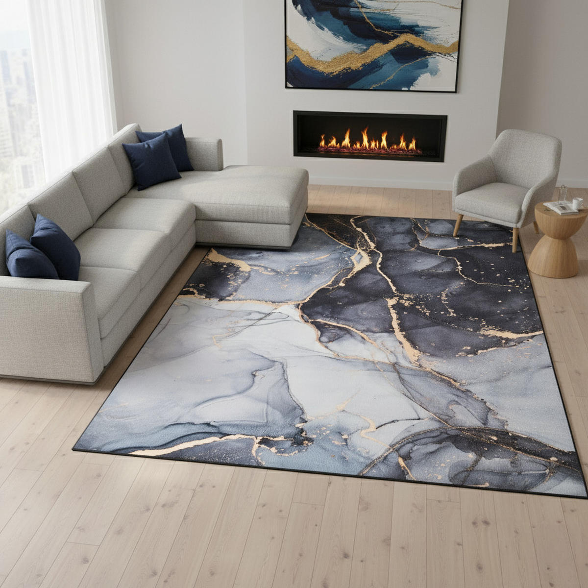 TEPPICH NORA Blaugrau 160/230 cm - Blaugrau, Textil (160/230cm) - Tapiso