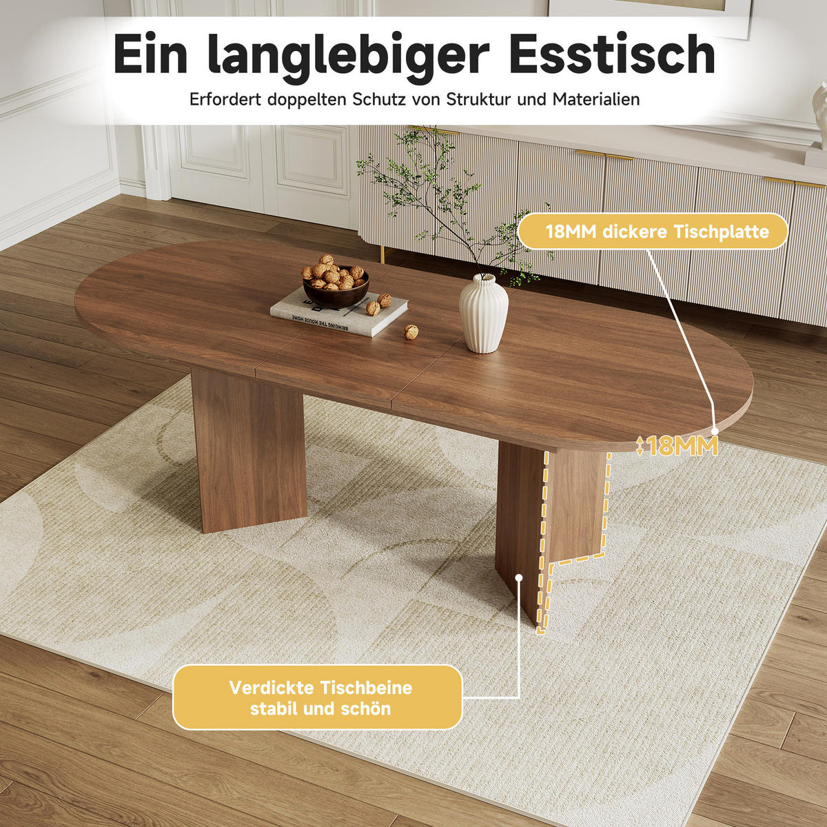 STOL za blagovaonicu 140/180/90 cm, MDF, orah, na razvlačenje - boje oraha, drvni materijal (180/90/75cm) - BEAOK