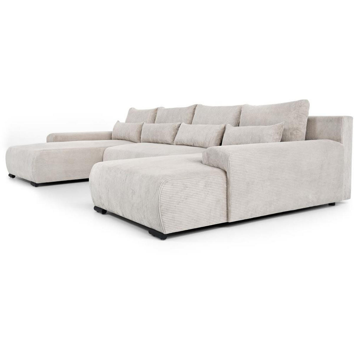 WOHNLANDSCHAFT Benny U beige - Beige/Schwarz, Textil/Metall (350/85/186cm) - Beautysofa