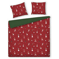 BETTWÄSCHE Baumwoll OLINERINI, 200x220 cm, Rot, Winter Weihnachten Bettbezug, Weihnachtsdeko, Christmas, Weihnachtsmotiv - Rot, Textil (200/220cm) - home&you