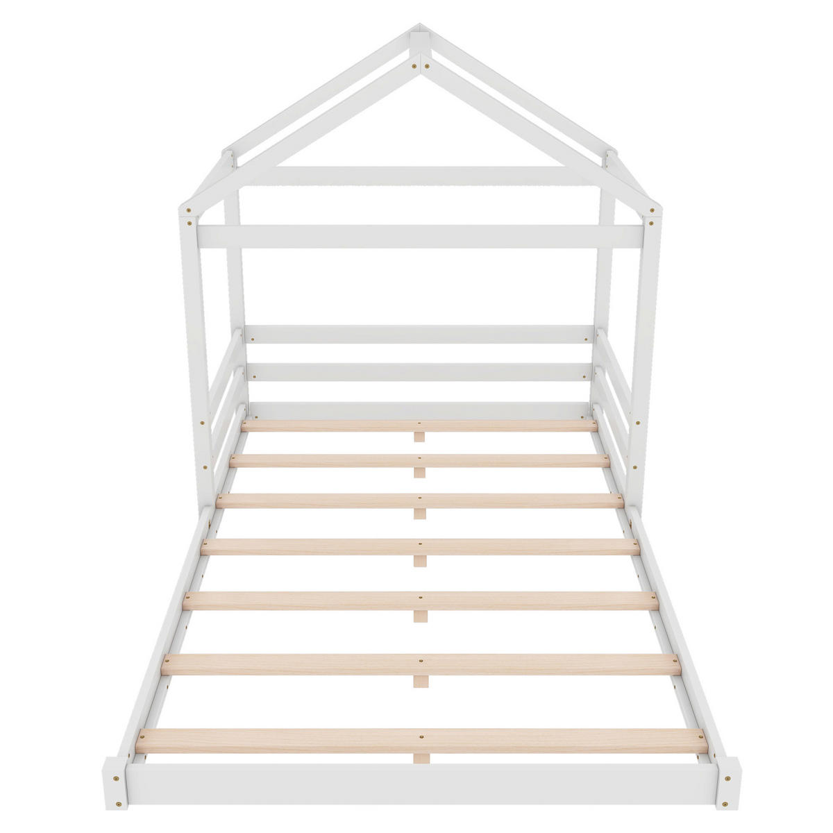 HAUSBETT 140/200 cm, Weiß mit Lattenrost ohne Matratze - Weiß, Holz (140/200cm) - MIVRAY