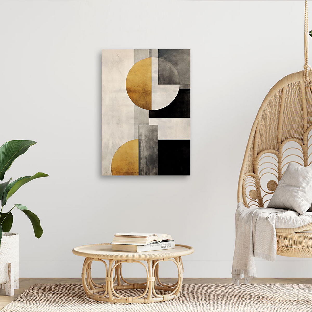 WANDBILD geometrisches muster - Goldfarben, Textil (40/60cm) - Feeby