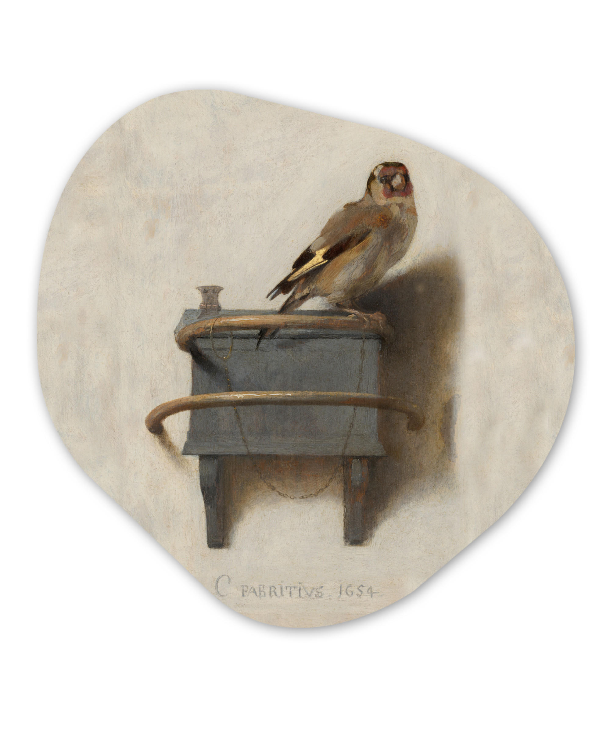 NÁSTĚNNÝ OBRAZ Zlatohlávek - Starý mistr - Carel Fabritius 60x60 cm - šedá, plast (60/60cm) - MuchoWow