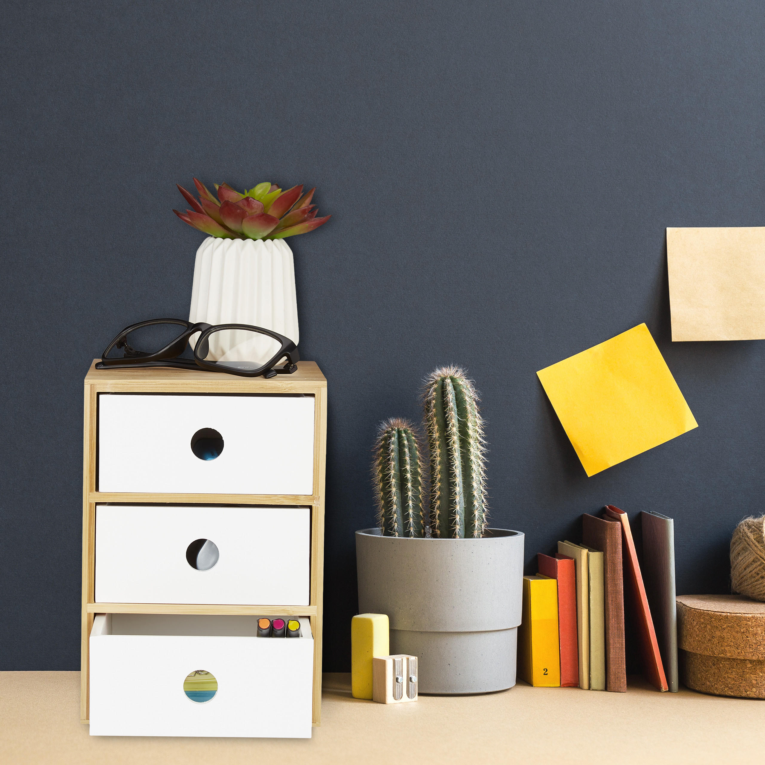 SCHREIBTISCHORGANIZER - Multicolor, Holz/Holzwerkstoff (20/14.5/21cm) - Relaxdays