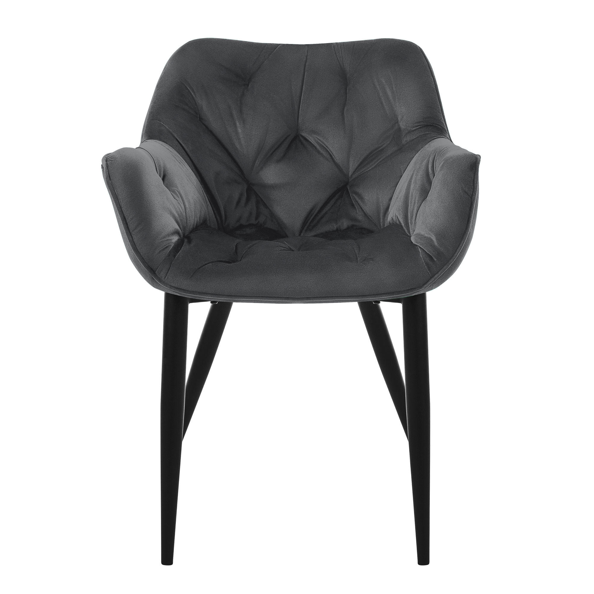 STUHL Samt Anthrazit 6er Set - Grau, Metall (60/82/57cm) - ML-DESIGN