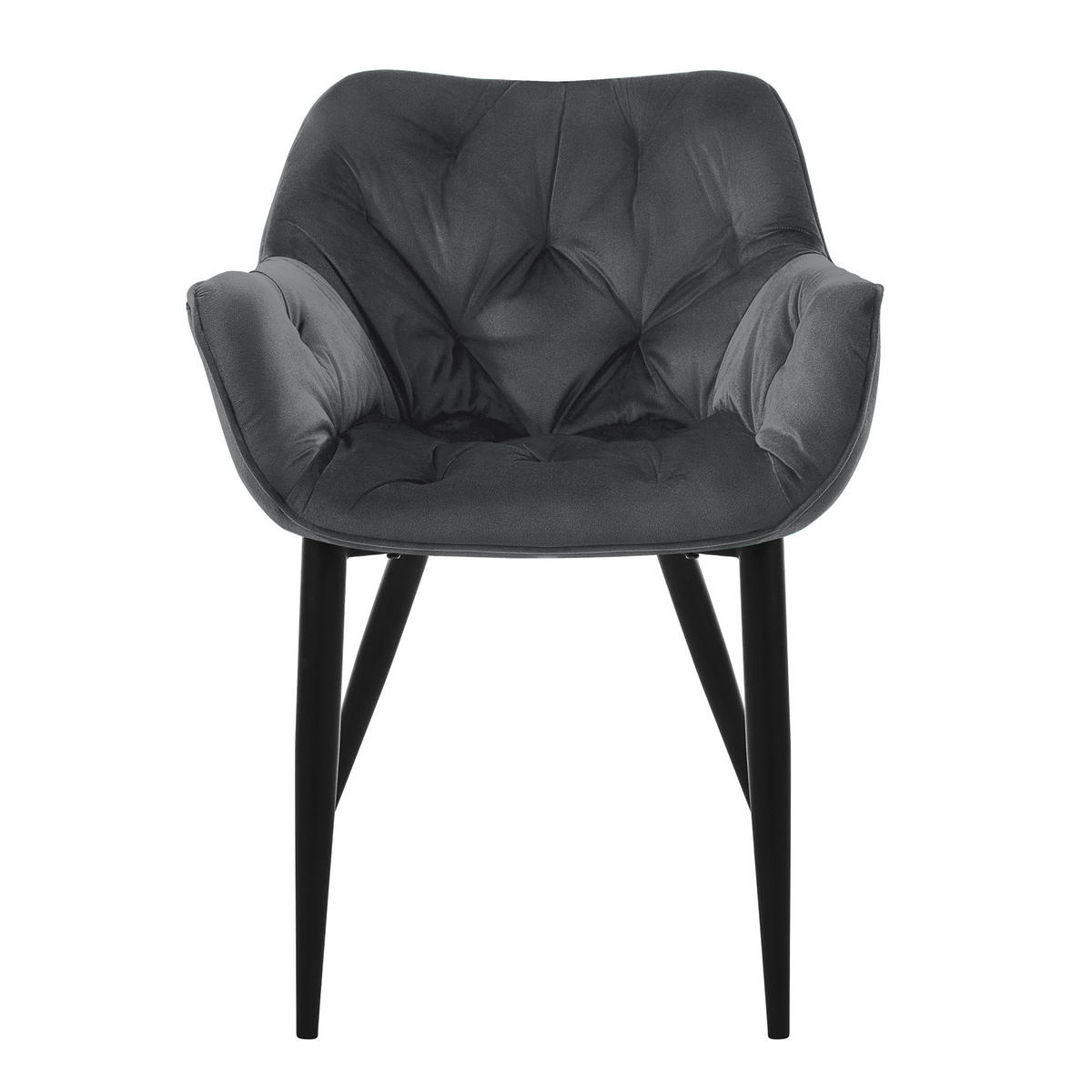STUHL Samt Anthrazit 6er Set - Grau, Metall (60/82/57cm) - ML-DESIGN