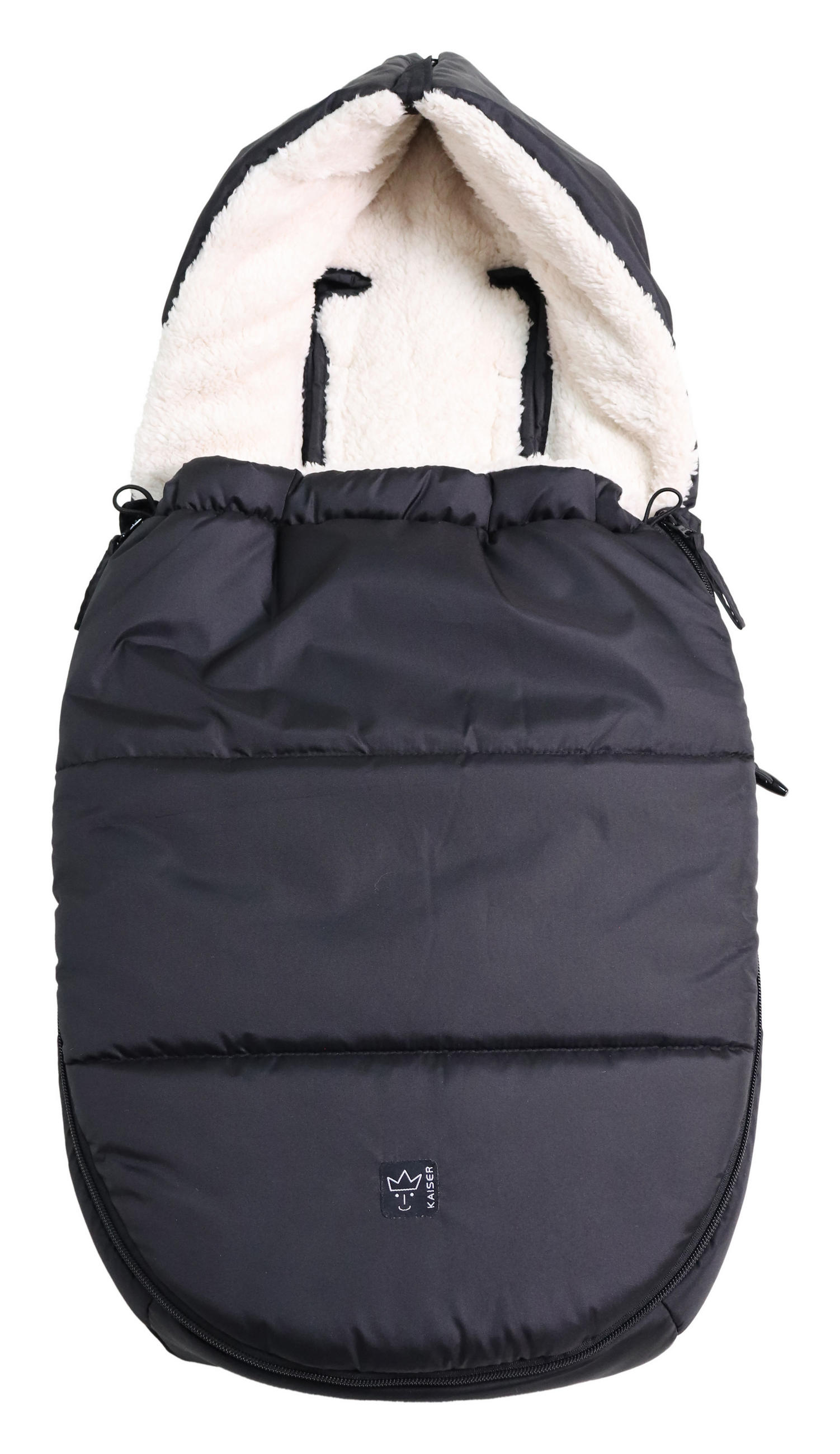 BABYSCHALENFUSSSACK Hoody 2.0, black/creme - Schwarz, Textil (40/3/80cm) - Kaiserbaby