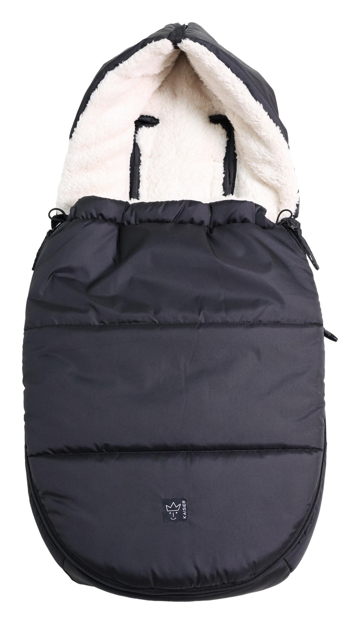 BABYSCHALENFUSSSACK Hoody 2.0, black/creme - Schwarz, Textil (40/3/80cm) - Kaiserbaby