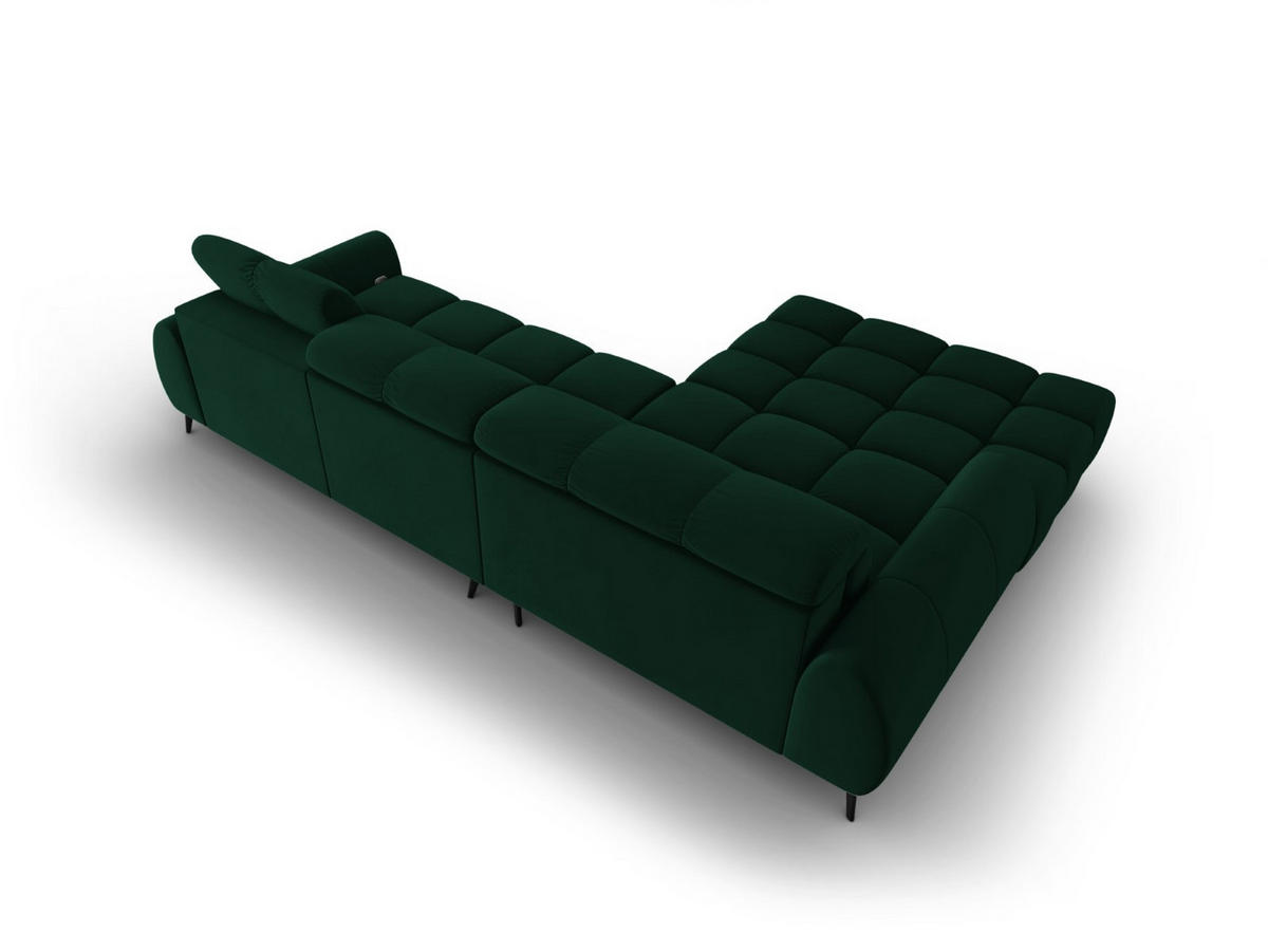 ELEKTRISCHES-ECKSOFA links Alyse aus Samt flaschengrün 5 Sitzplätze - Grün, Textil (188/295cm) - Micadoni