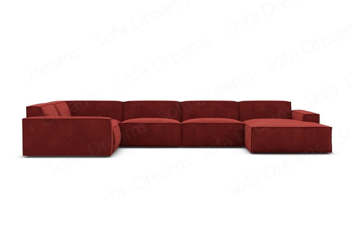 WOHNLANDSCHAFT Beluga Rot Samtstoff - Rot, Kunststoff (313/73/181cm)