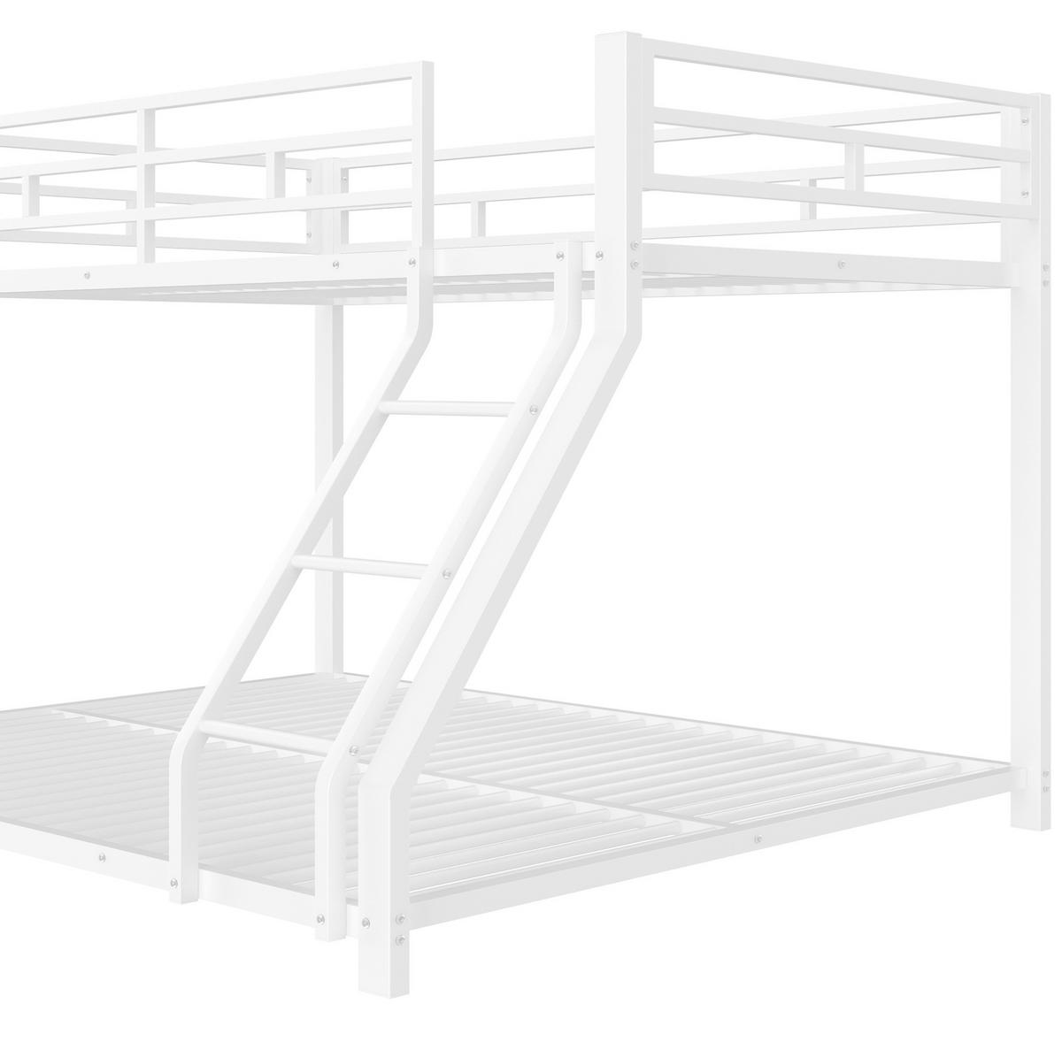 ETAGENBETT aus Metall 90x200/140x200 cm Weiß mit Treppe, Geländer und EN747-Zertifizierung - Weiß, Metall (90/200cm) - Modfu