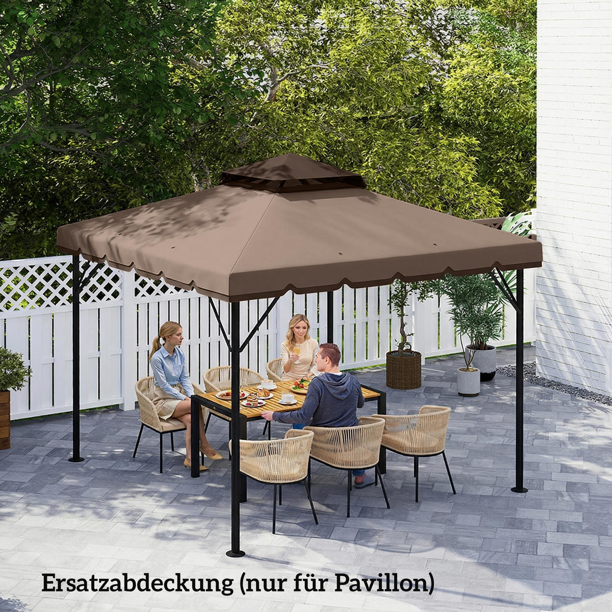 PAVILLON-ERSATZDACH Polyester Khaki Braun - Braun, Textil (300/1/300cm) - Outsunny