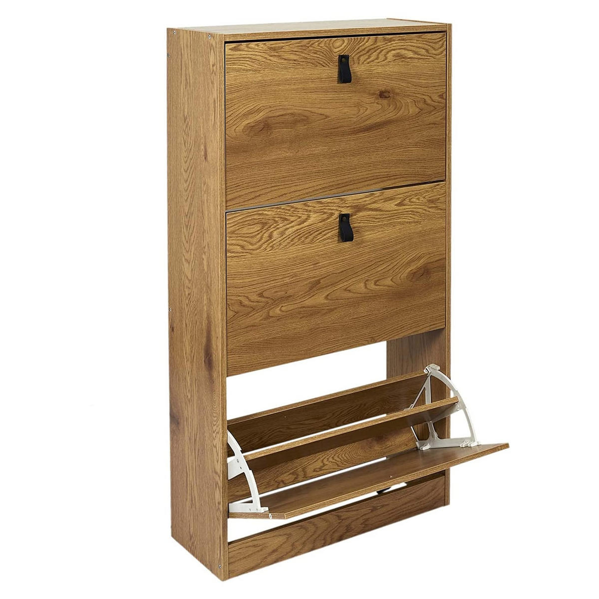 SCHUHSCHRANK mit 3 klappbaren Schubladen - L63cm - Eichefarben, Holzwerkstoff (24/117/63cm) - Calicosy