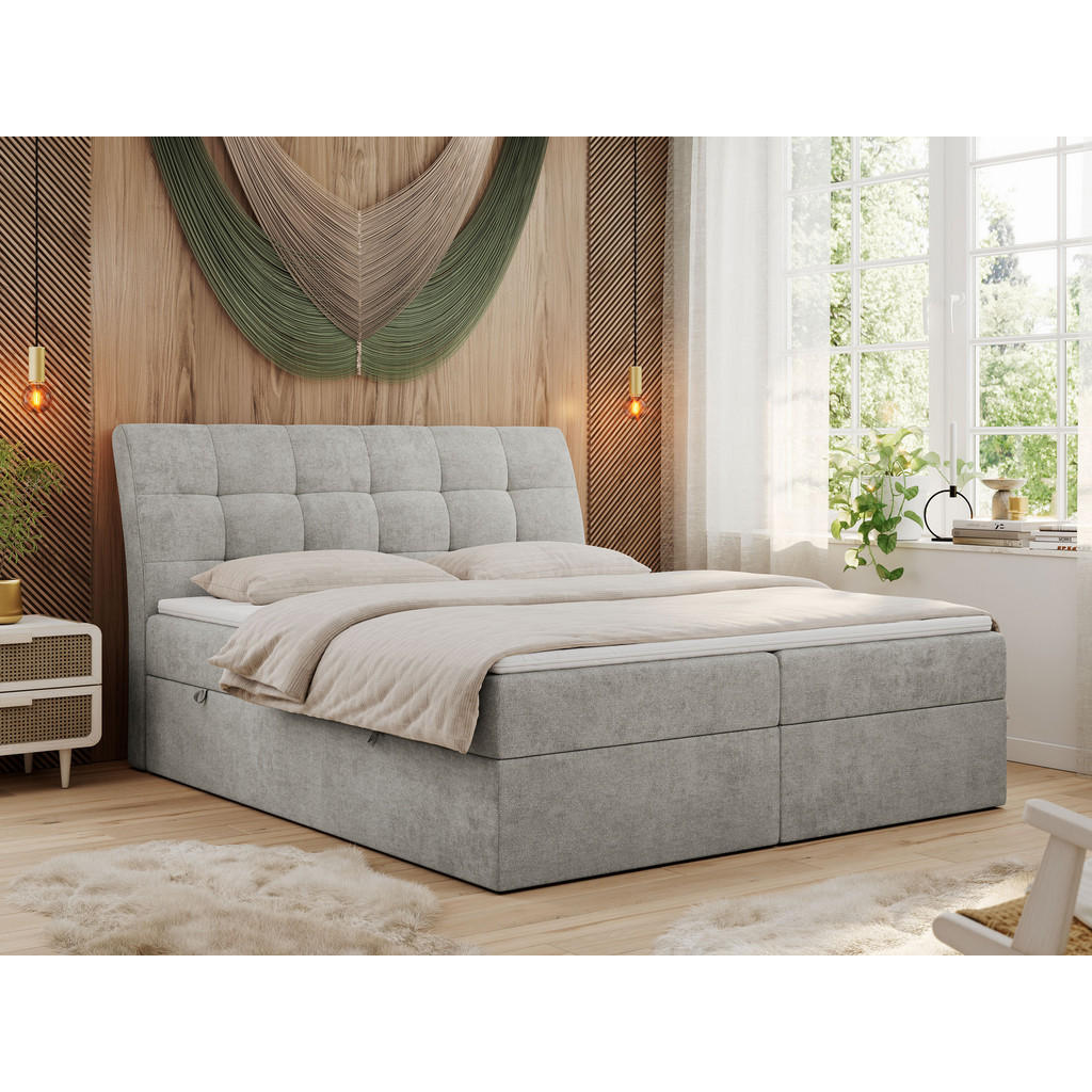 Thumbnail - MKS Boxbett, Hellgrau, Textil, 2-Sitzer, H3, Rechteckig, 200x200 cm, Schlafzimmer, Betten, Boxspringbetten