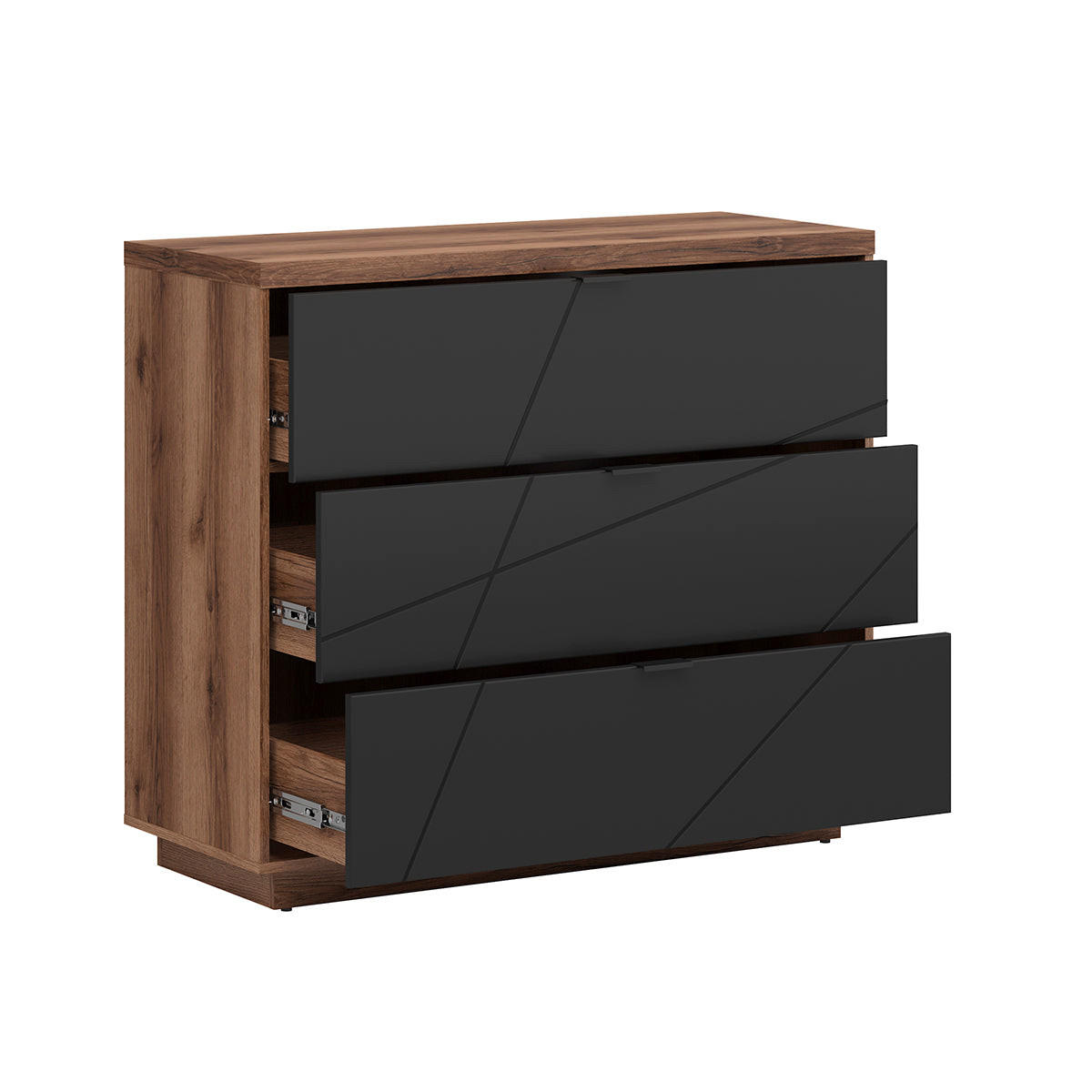 KOMMODE Sven Schwarz und Holz - Weiß, Holzwerkstoff (106/93/42cm) - Petits-meubles