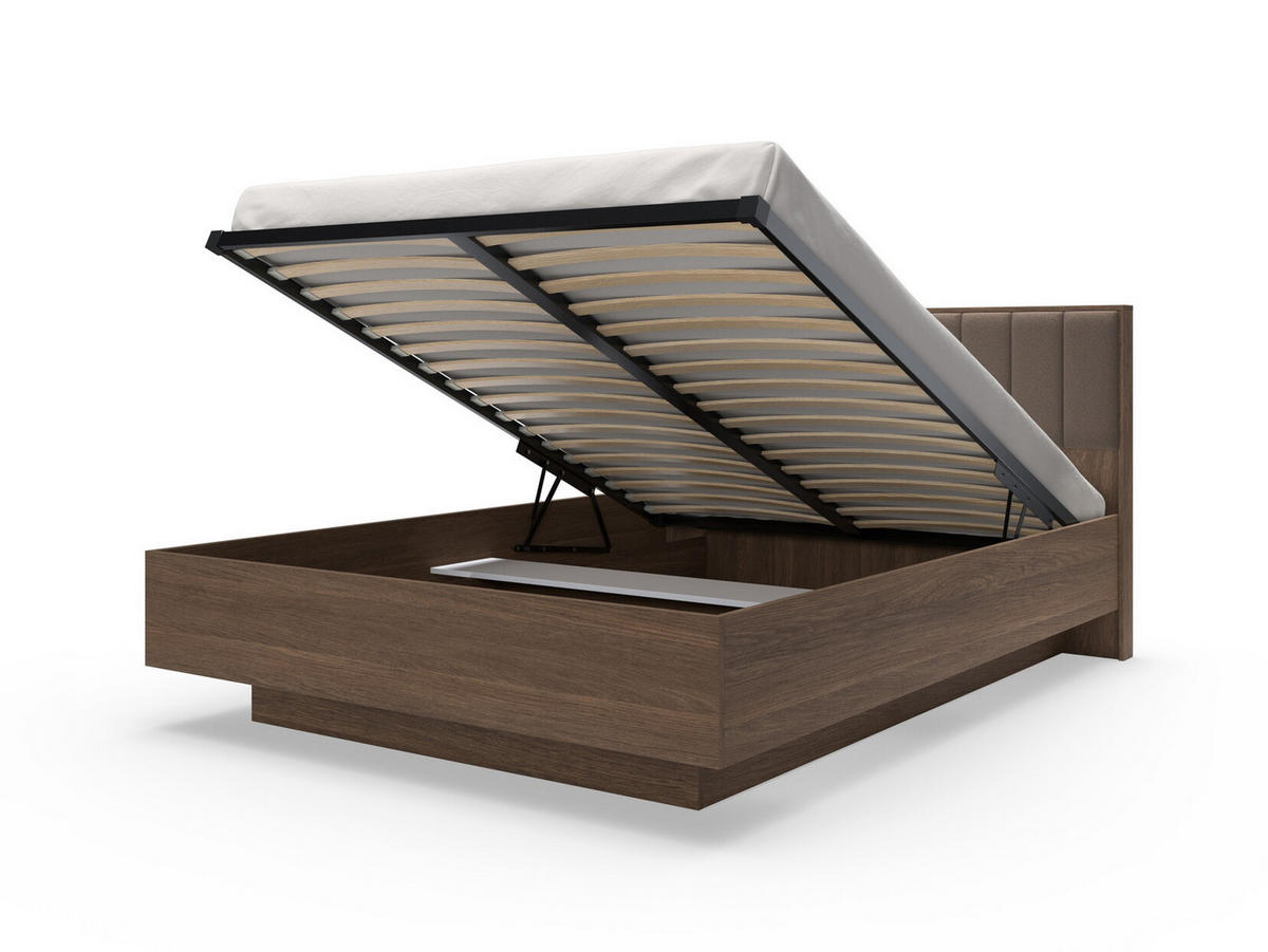 BETT mit Metallrahmen 160x200 Resta, Bettkasten, Eiche Dunin - Eichefarben, Holz/Metall (160/200cm) - Emporius