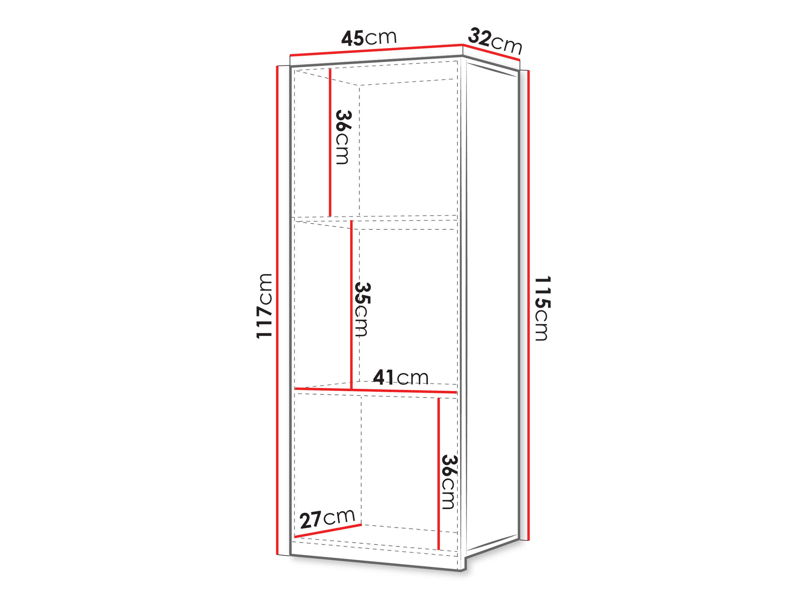 HÄNGESCHRANK Calabrini 11 - Kaschmir, Holzwerkstoff (45/117/32cm) - MIRJAN24