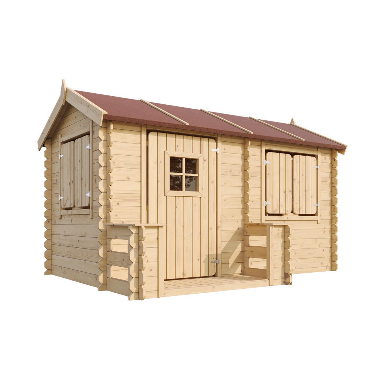 KINDERSPIELHAUS aus Holz - B178xL241xH151 cm/2,63m2 - M503 - Beige, Holz (241/151/146cm) - Timbela