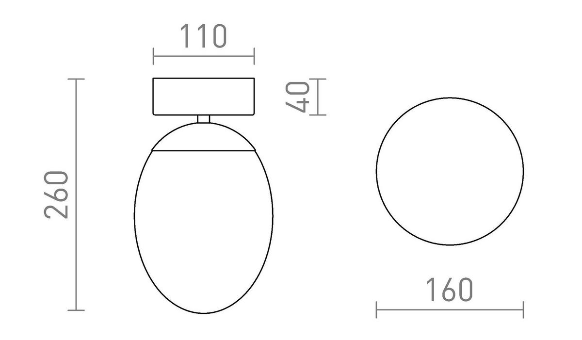 DECKENLEUCHTE MERINGUE 16 Opalglas 15 W IP44 - Chromfarben, Glas (16/16/26cm) - Rendl
