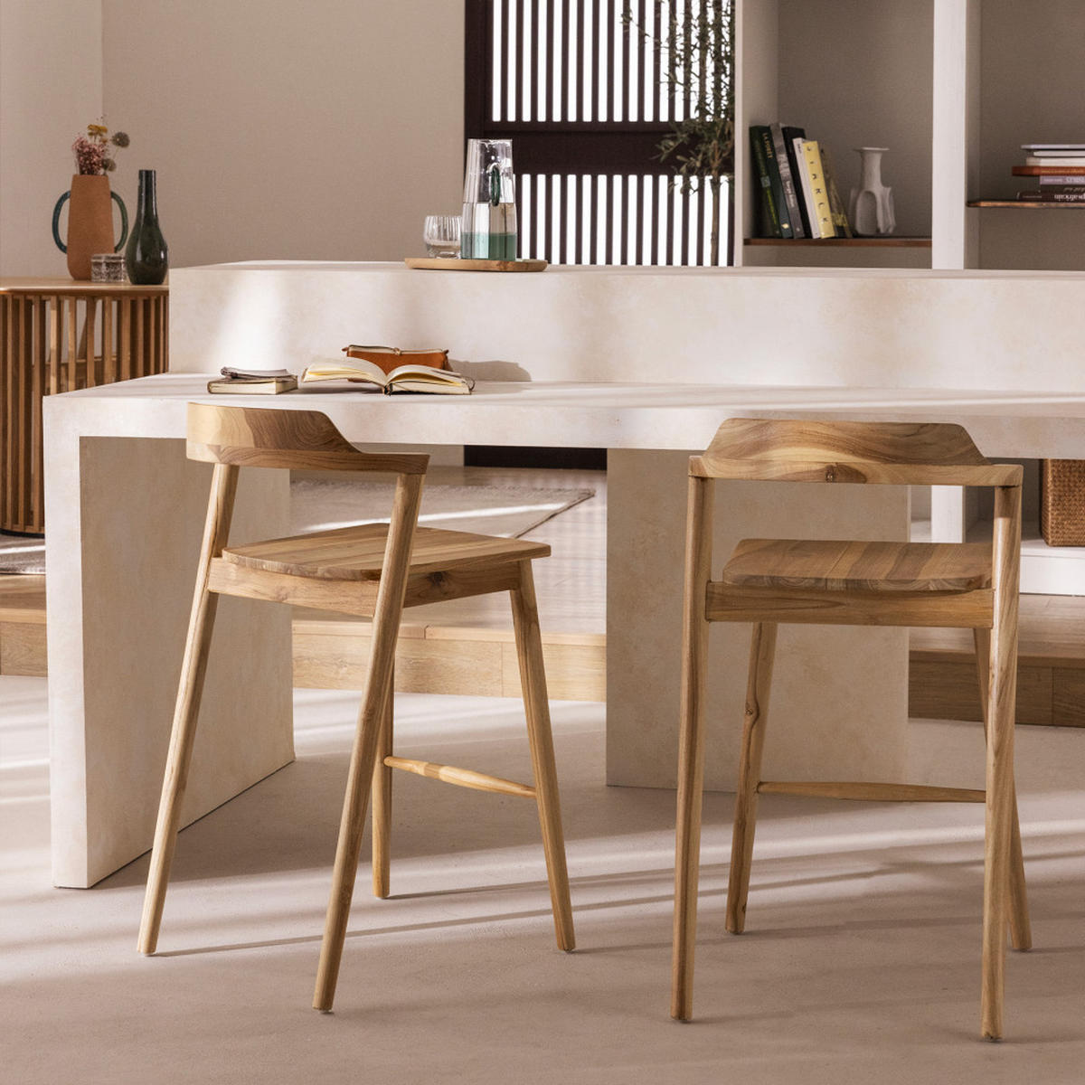 BARHOCKER - Holz - 2er-Set - Birnbaumfarben, Holz (50/89/52cm) - Drawer