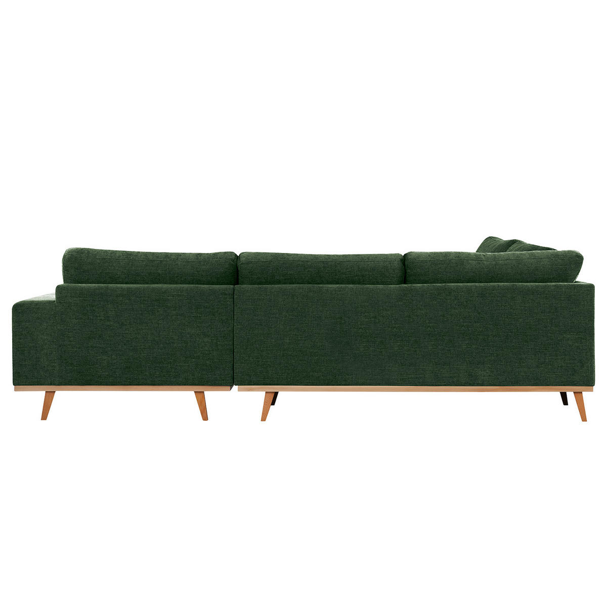 ECKSOFA mit Ottomane - Dunkelgrün/Buchefarben, Buchenholz/Textil (287/219cm) - home24