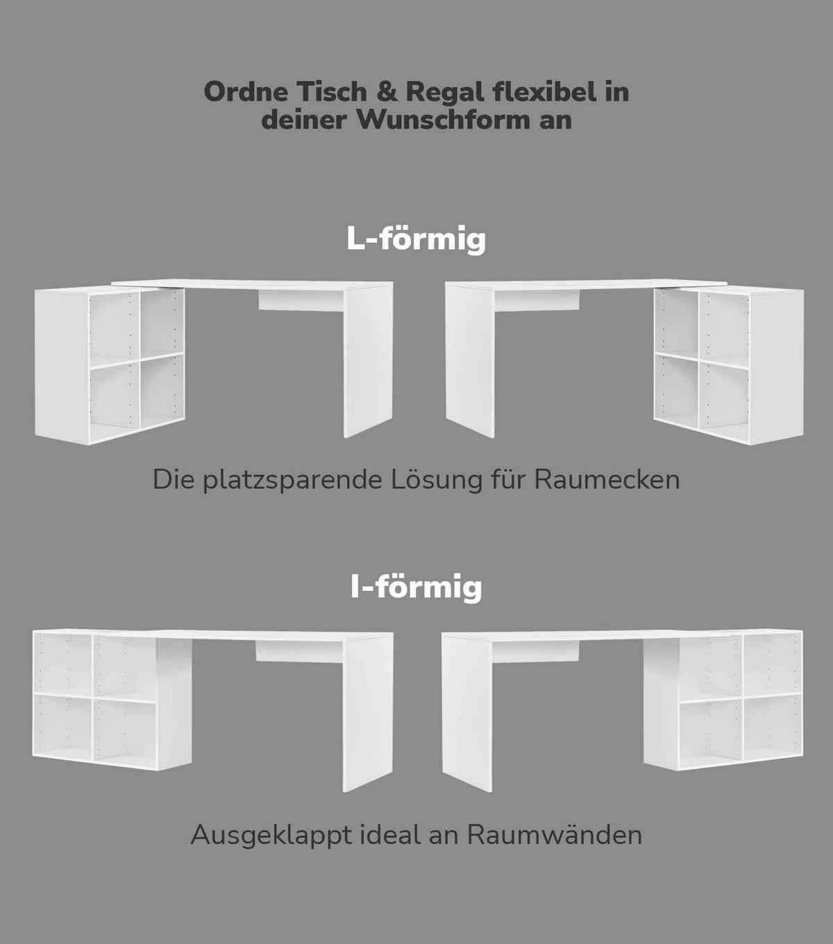 ECKSCHREIBTISCH Der Produktive - Eichefarben/Schwarz, Holzwerkstoff (65/145/77cm) - Mokebo